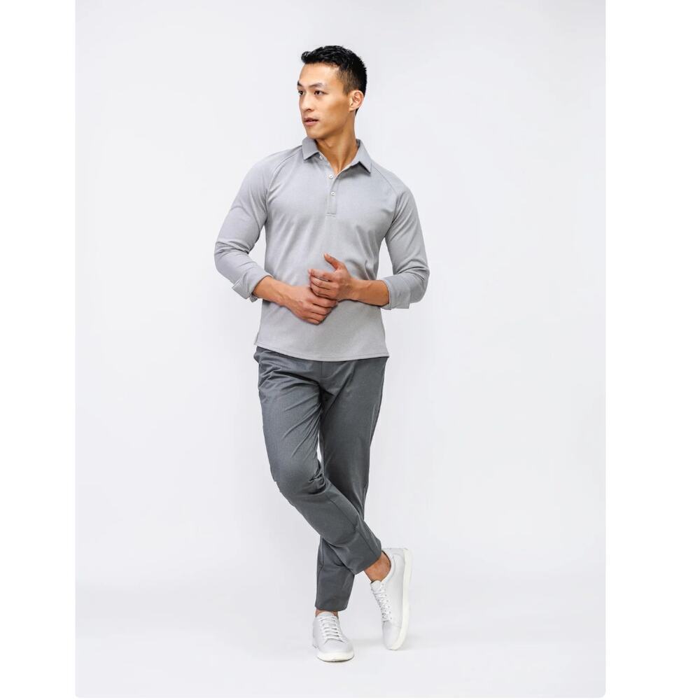 Ministry of Supply Apollo Polo M Gray Raglan Outlast Long Sleeve
